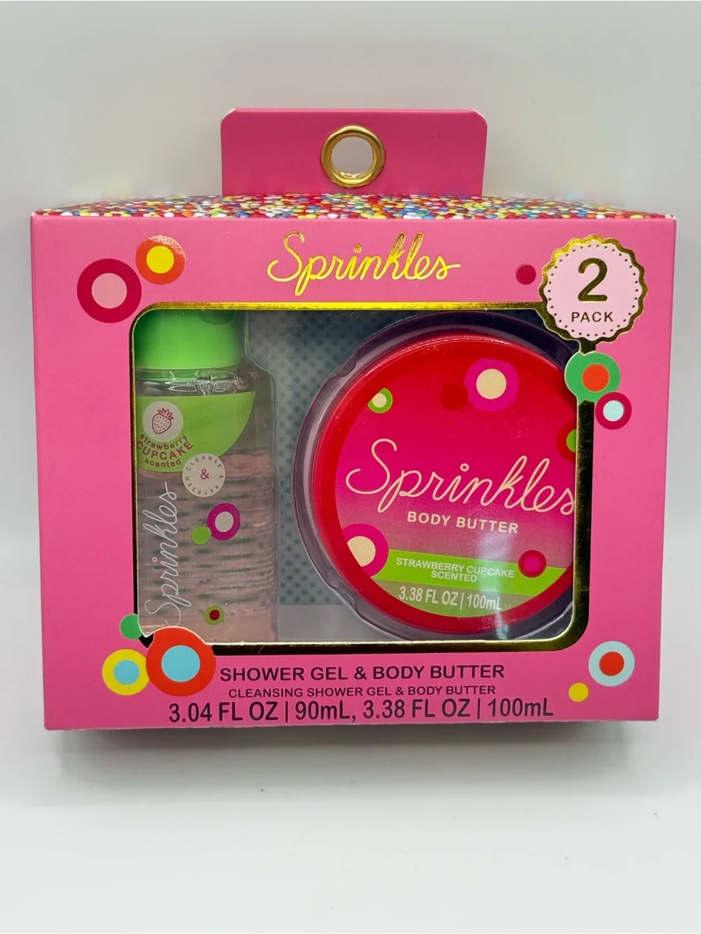 Sprinkles Strawberry Cupcake Shower Gel & Body Butter Gift Set NIB